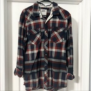Vans Flannel Plaid Shirt Button Down Large Blue Red White